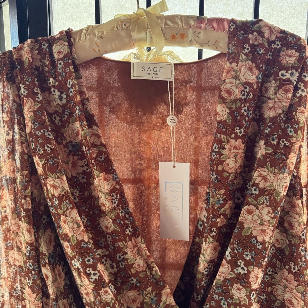 Sage Floral Brown Bodysuit